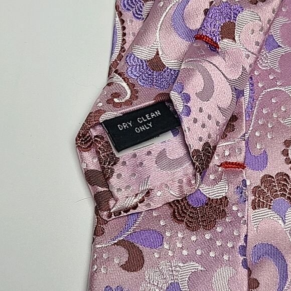 Rossi Man Milano Men's Tie Pink Lavender Paisley 63" - Picture 5 of 5